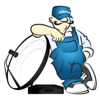 Worker in uniform installing satellite antenna vector Mersin Uyducu